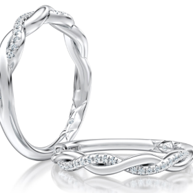 Alternating Row Diamond Wedding Band