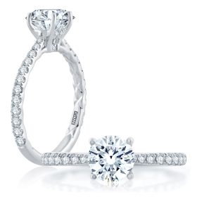 Scalloped Pavé Diamond Engagement Ring with Quilted Interior