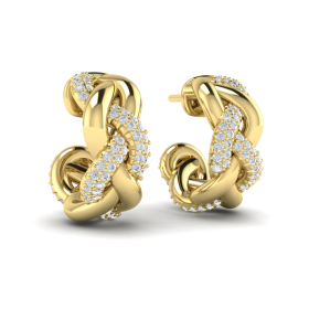 Alternating Diamond Twist Huggie Hoop Earrings