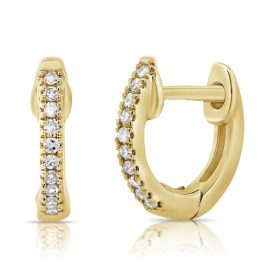 Yellow Gold Diamond Huggie Hoops