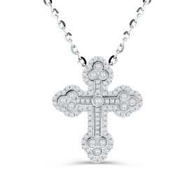 3 in 1 White Gold Diamond Cross Necklace Pendant