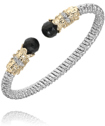 Vahan Two-Tone Gold Onyx & Diamond Accent Bangle