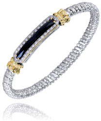 Vahan Two-Tone Gold Onyx & Diamond Bangle