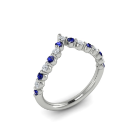 Diamond and Blue Sapphire Chevron Ring