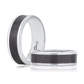 Black Zirconium Satin Band with Beveled Edges