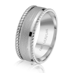 Classic Satin Finish White Gold Band
