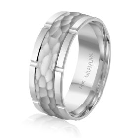 White Gold Satin & Polished Wedding Band