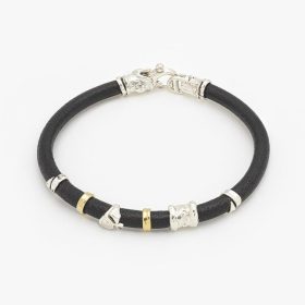 Misani Grand Tour Leather Bracelet with 18K Gold & Sterling Silver Accents